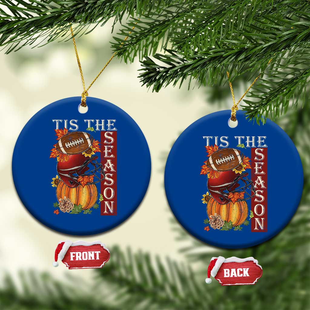Thanksgiving Tis The Season Ceramic Ornament American Football Pumpkin Fall Season TS11 1pc Blue Print Your Wear