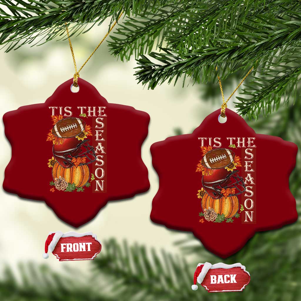 Thanksgiving Tis The Season Ceramic Ornament American Football Pumpkin Fall Season TS11 Print Your Wear
