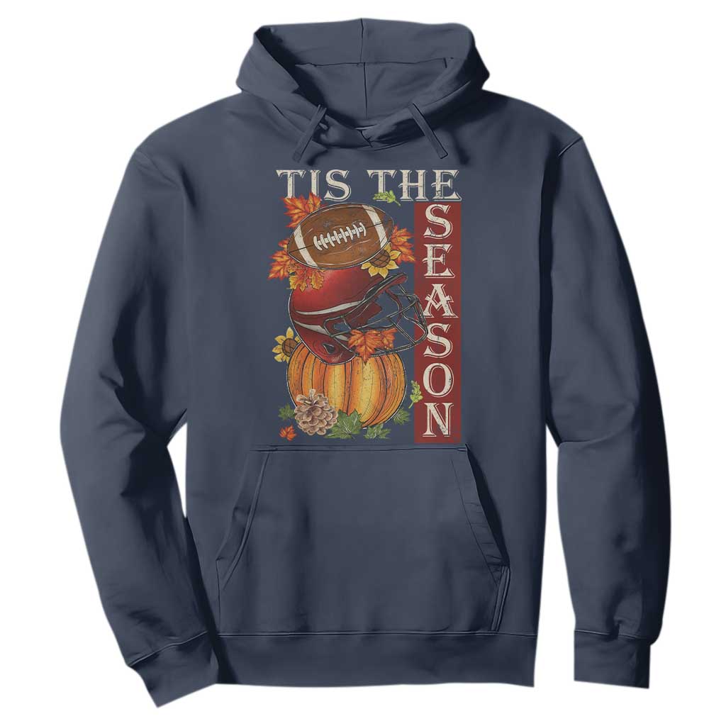 Thanksgiving Tis The Season Hoodie American Football Pumpkin Fall Season TS11 Navy Print Your Wear