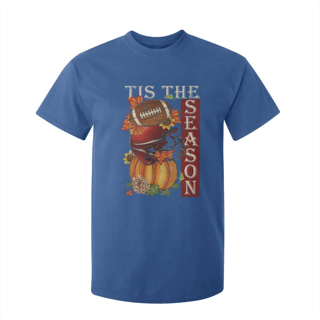 Thanksgiving Tis The Season T Shirt For Kid American Football Pumpkin Fall Season TS11 Royal Blue Print Your Wear