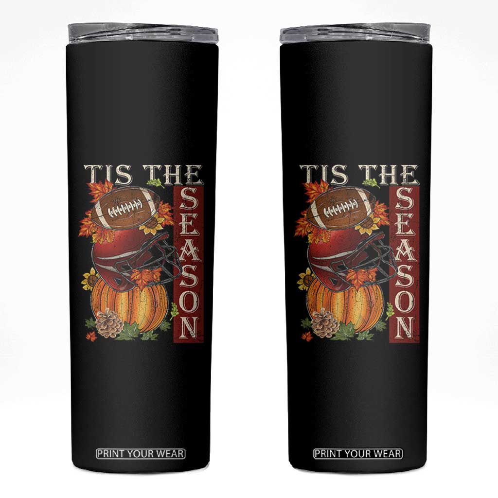 Thanksgiving Tis The Season Skinny Tumbler American Football Pumpkin Fall Season TS11 Black Print Your Wear