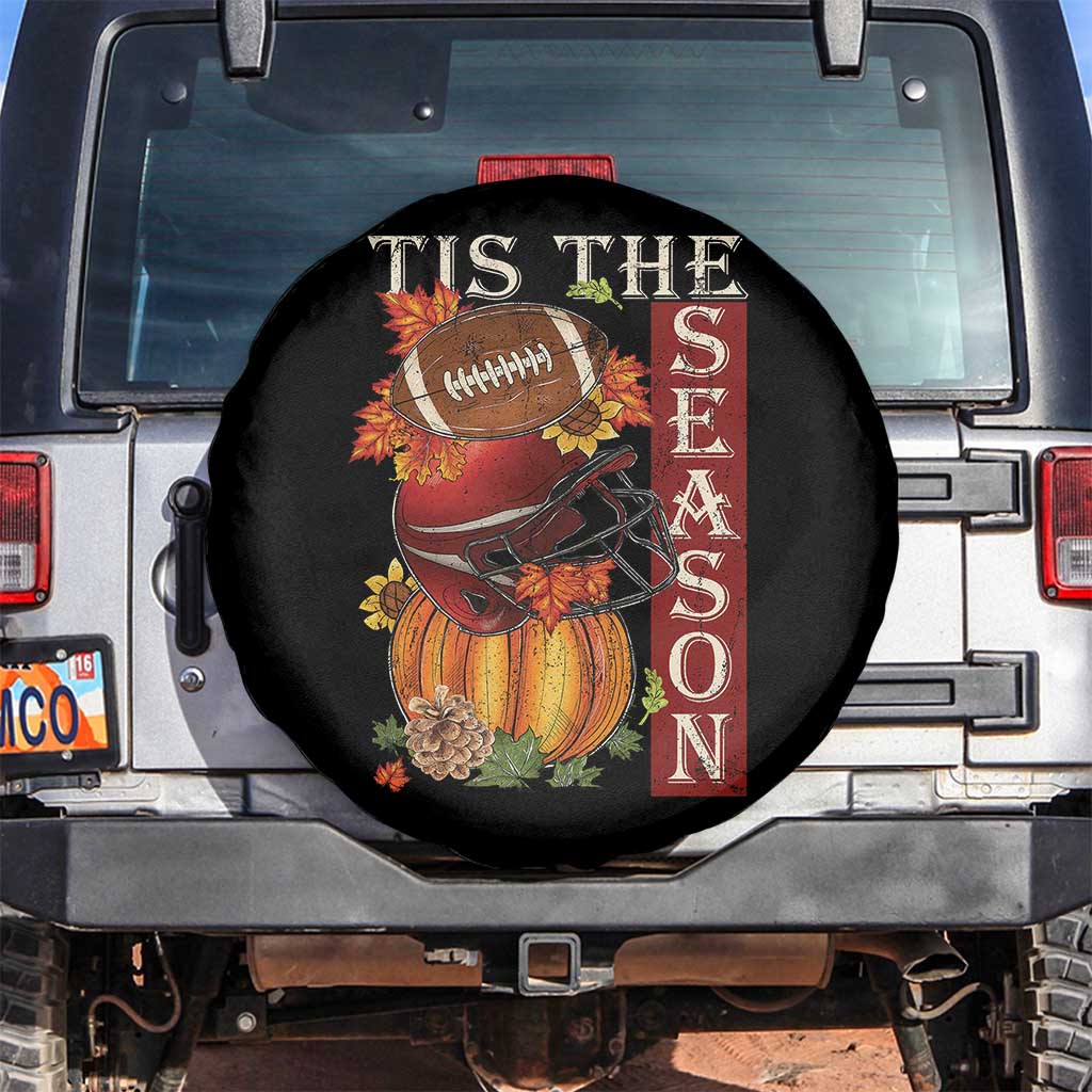Thanksgiving Tis The Season Spare Tire Cover American Football Pumpkin Fall Season TS11 No hole Black Print Your Wear