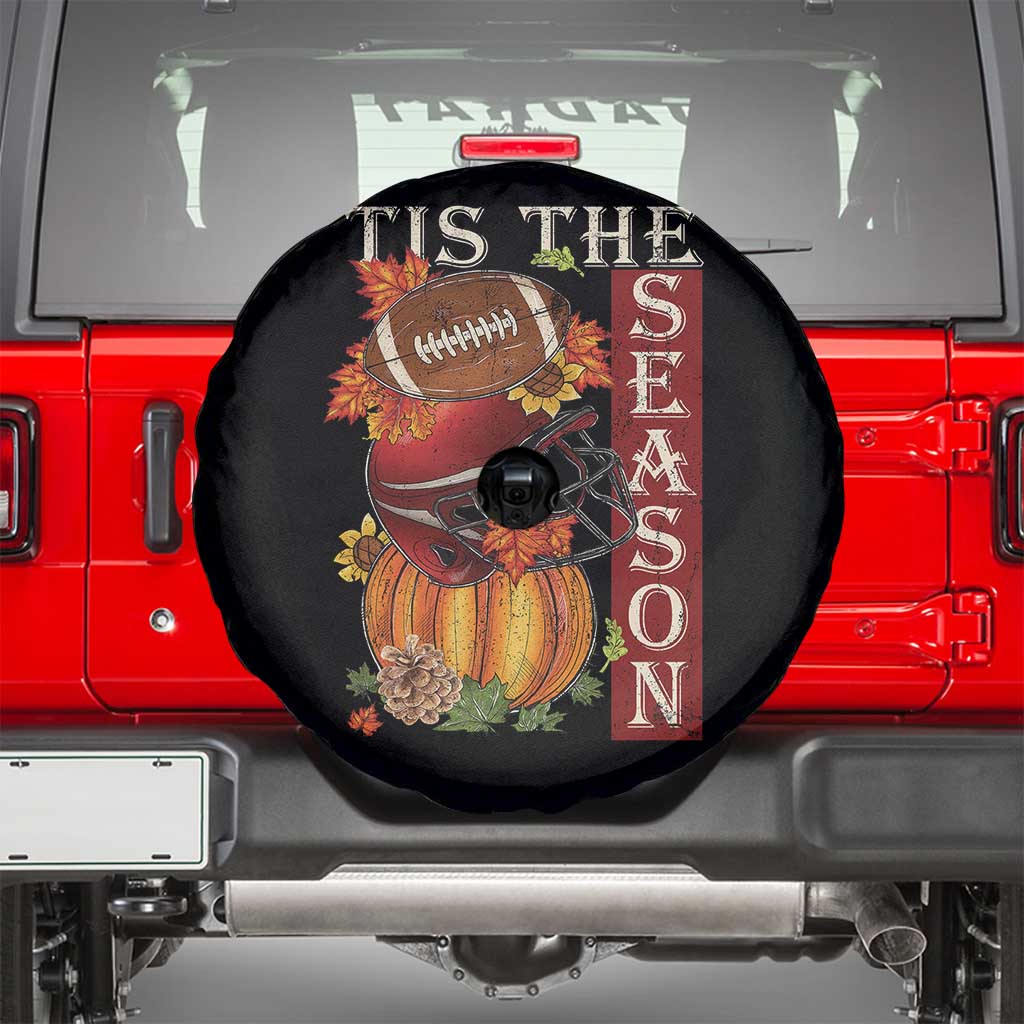 Thanksgiving Tis The Season Spare Tire Cover American Football Pumpkin Fall Season TS11 Black Print Your Wear