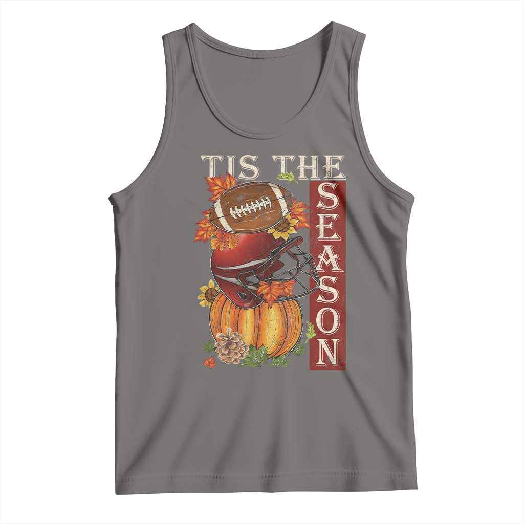 Thanksgiving Tis The Season Tank Top American Football Pumpkin Fall Season TS11 Deep Heather Print Your Wear
