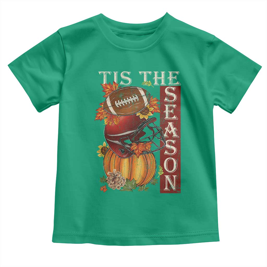 Thanksgiving Tis The Season Toddler T Shirt American Football Pumpkin Fall Season TS11 Irish Green Print Your Wear