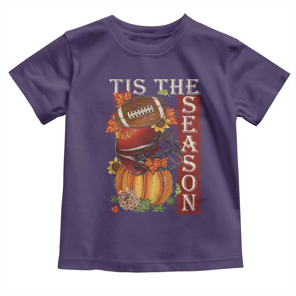 Thanksgiving Tis The Season Toddler T Shirt American Football Pumpkin Fall Season TS11 Purple Print Your Wear
