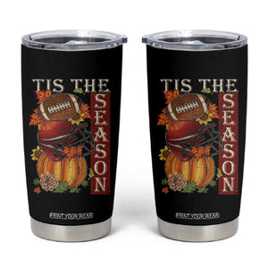 Thanksgiving Tis The Season Tumbler Cup American Football Pumpkin Fall Season TS11 Black Print Your Wear
