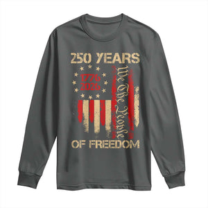 250 Years Of Freedom Long Sleeve Shirt 250th America Anniversary Independence Day TS11 Dark Heather Print Your Wear