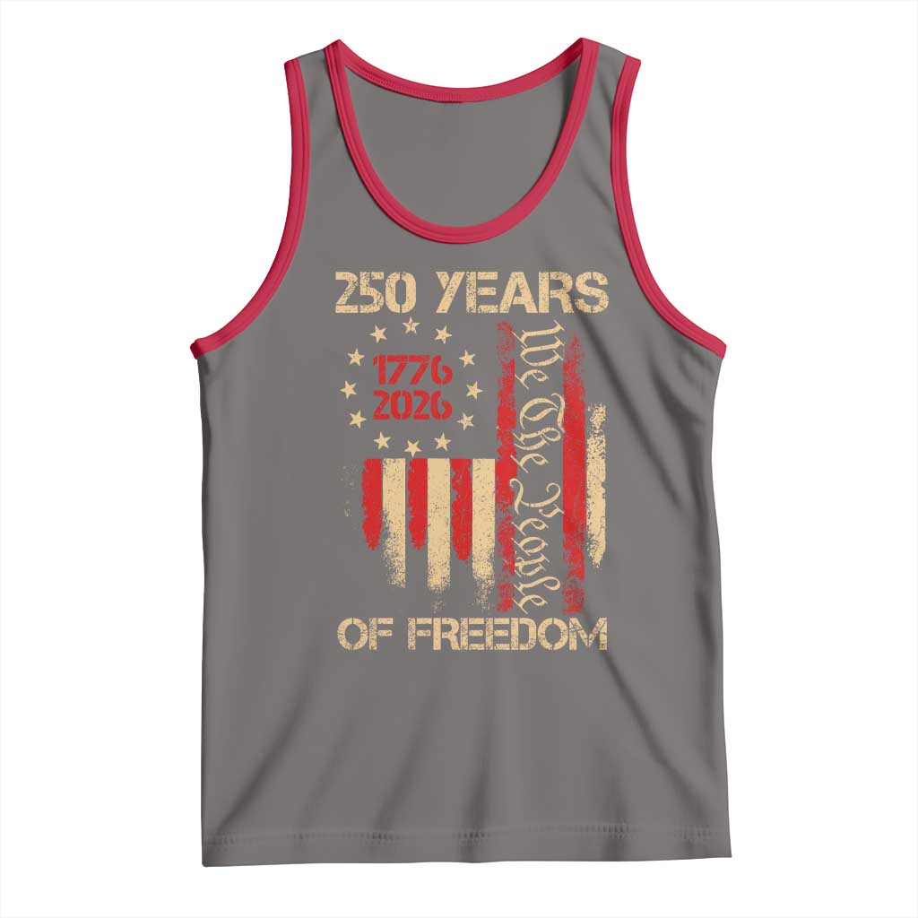 250 Years Of Freedom Tank Top 250th America Anniversary Independence Day TS11 Deep Heather Red Print Your Wear