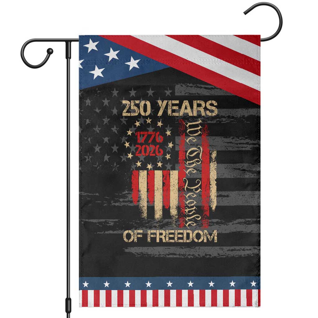 250 Years Of Freedom Garden Flag 250th America Anniversary Independence Day TS11 Distressed Black Blue Print Your Wear