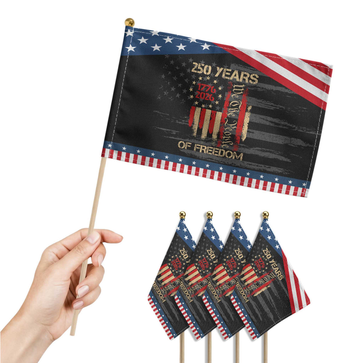 250 Years Of Freedom Patriotic Handheld Flag 250th America Anniversary Independence Day TS11 Print Your Wear