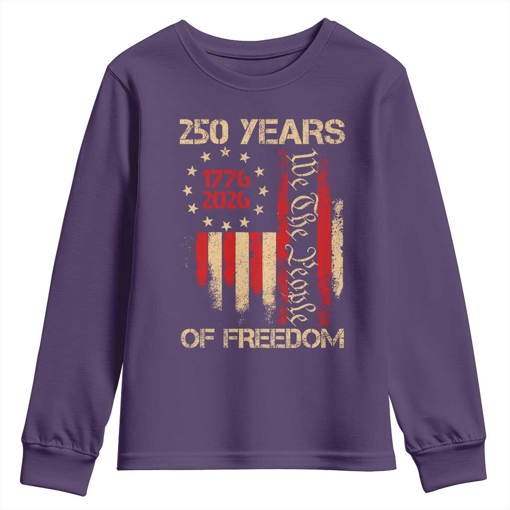 250 Years Of Freedom Youth Sweatshirt 250th America Anniversary Independence Day TS11 Purple Print Your Wear