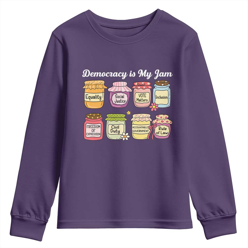 Democracy Is My Jam Youth Sweatshirt Social Justice Protest Resist TS11 Purple Print Your Wear