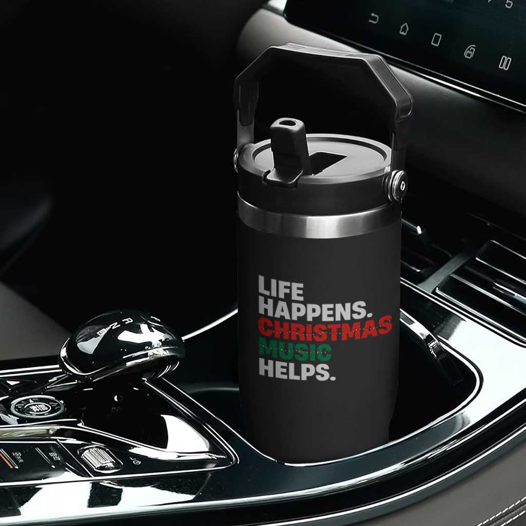 Funny Life Happens Christmas Music Helps Flip Straw Tumbler Xmas Songs Holiday Season TS11 Print Your Wear