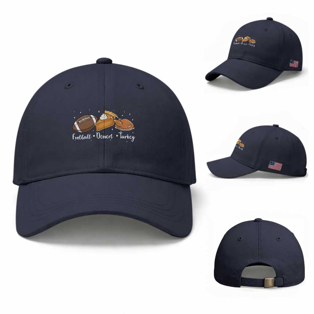 Funny Political Fall Season Baseball Cap Football Dessert Turkey Thanksgiving TS11 Baseball Cap Universal Fit Navy Print Your Wear