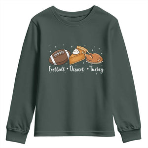 Funny Political Fall Season Youth Sweatshirt Football Dessert Turkey Thanksgiving TS11 Dark Forest Green Print Your Wear