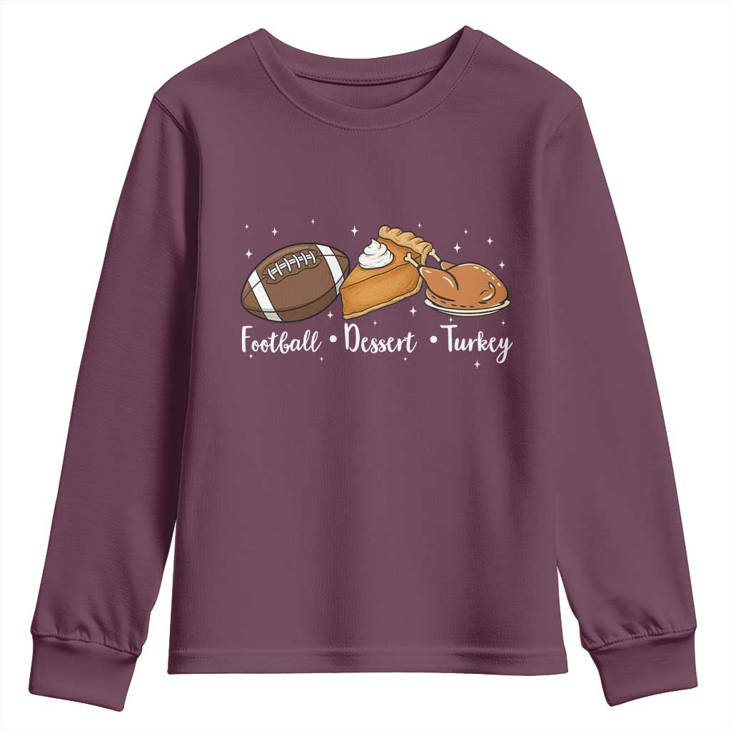 Funny Political Fall Season Youth Sweatshirt Football Dessert Turkey Thanksgiving TS11 Maroon Print Your Wear