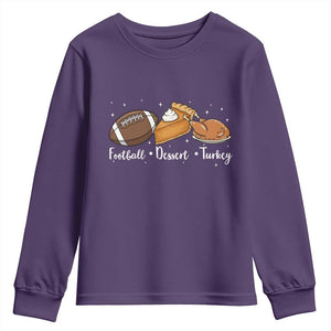 Funny Political Fall Season Youth Sweatshirt Football Dessert Turkey Thanksgiving TS11 Purple Print Your Wear