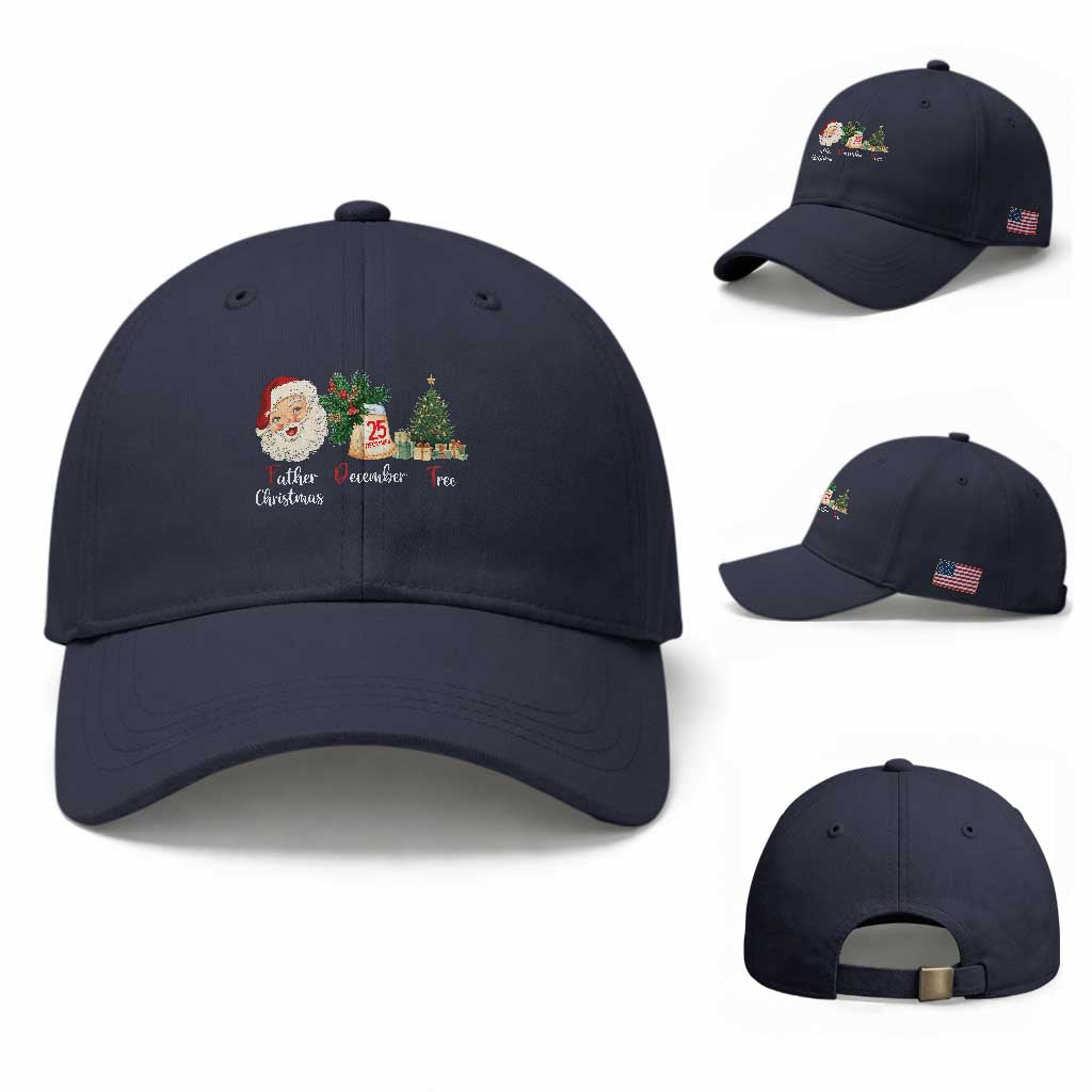 Funny Political Christmas Baseball Cap Father Christmas December Tree TS11 Baseball Cap Universal Fit Dark Blue Print Your Wear