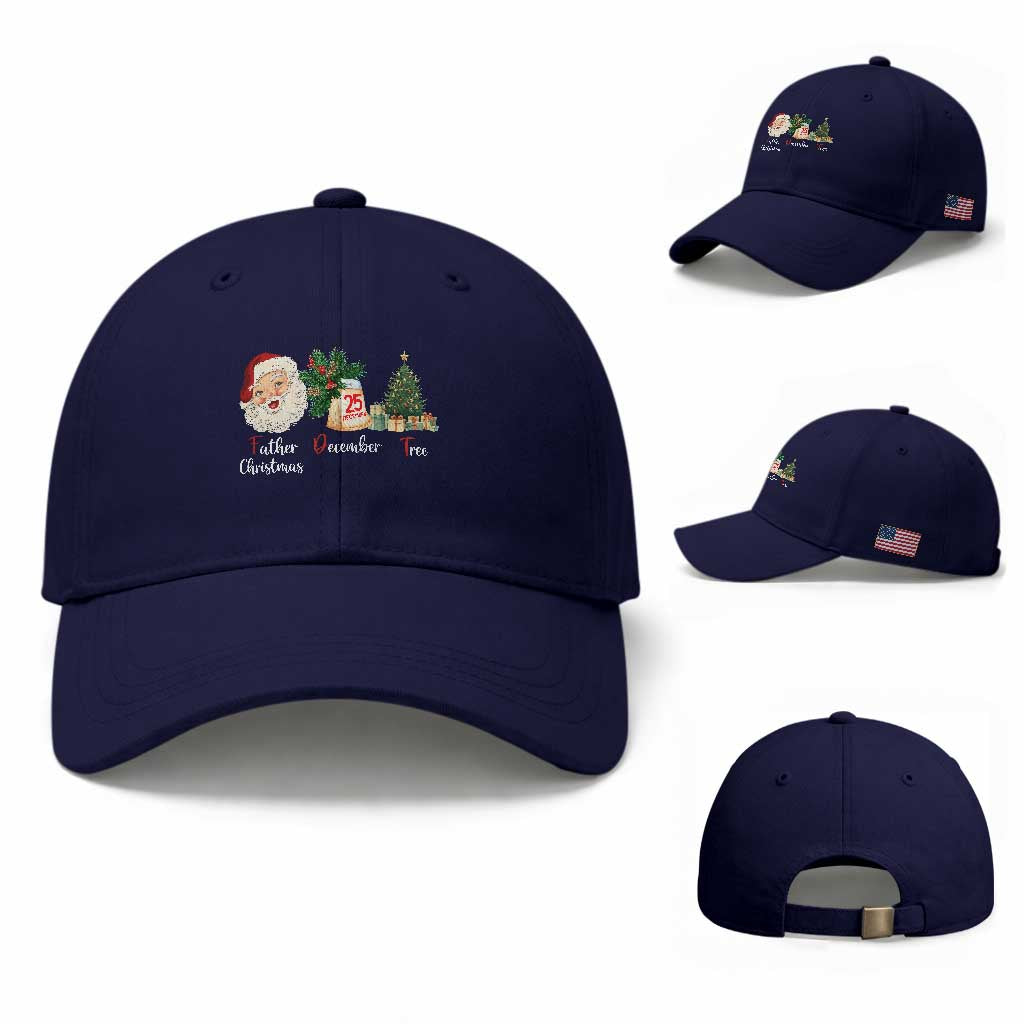 Funny Political Christmas Baseball Cap Father Christmas December Tree TS11 Baseball Cap Universal Fit Navy Print Your Wear