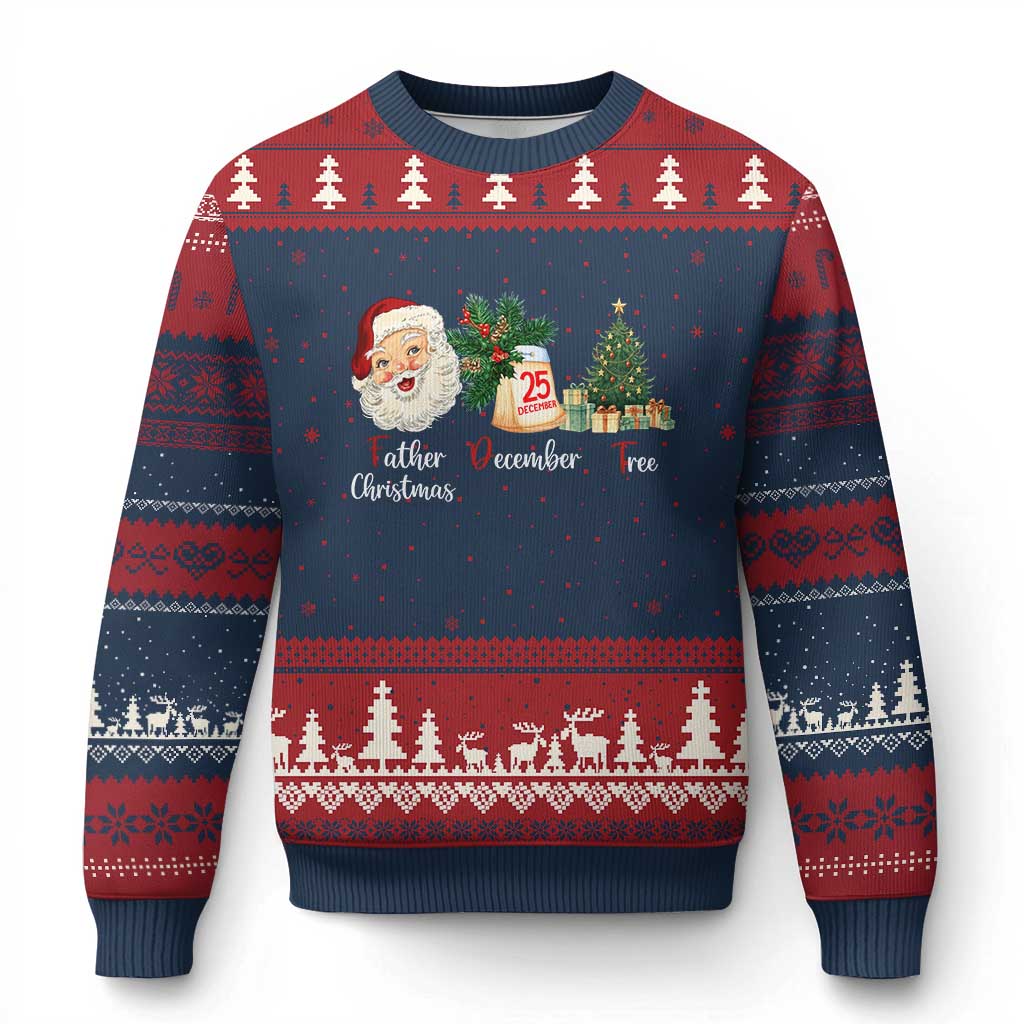 Funny Political Christmas Ugly Christmas Sweater Father Christmas December Tree TS11 Navy Red Print Your Wear