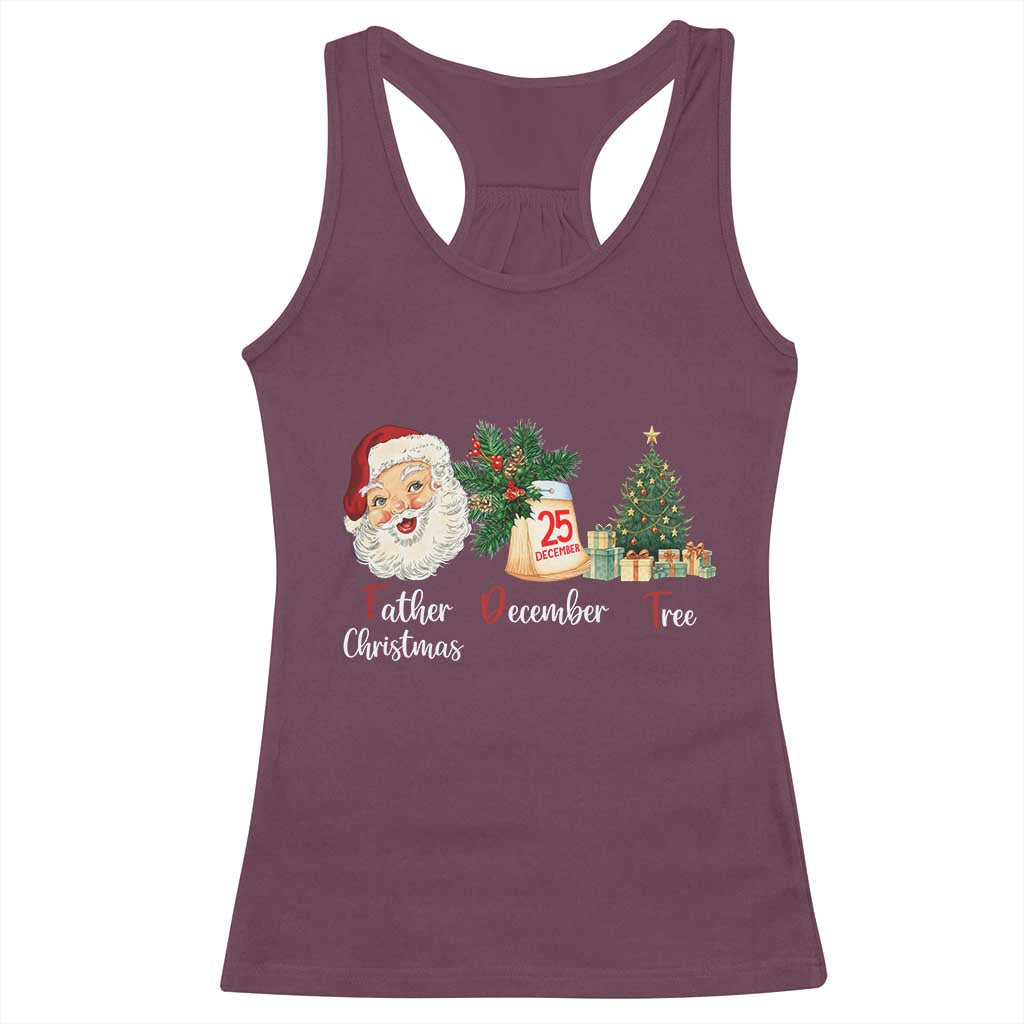 Funny Political Christmas Racerback Tank Top Father Christmas December Tree TS11 Maroon Print Your Wear