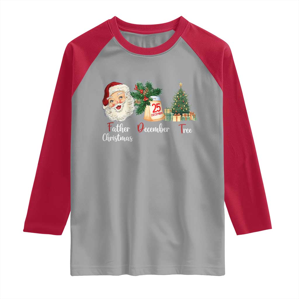 Funny Political Christmas Raglan Shirt Father Christmas December Tree TS11 Sport Gray Red Print Your Wear