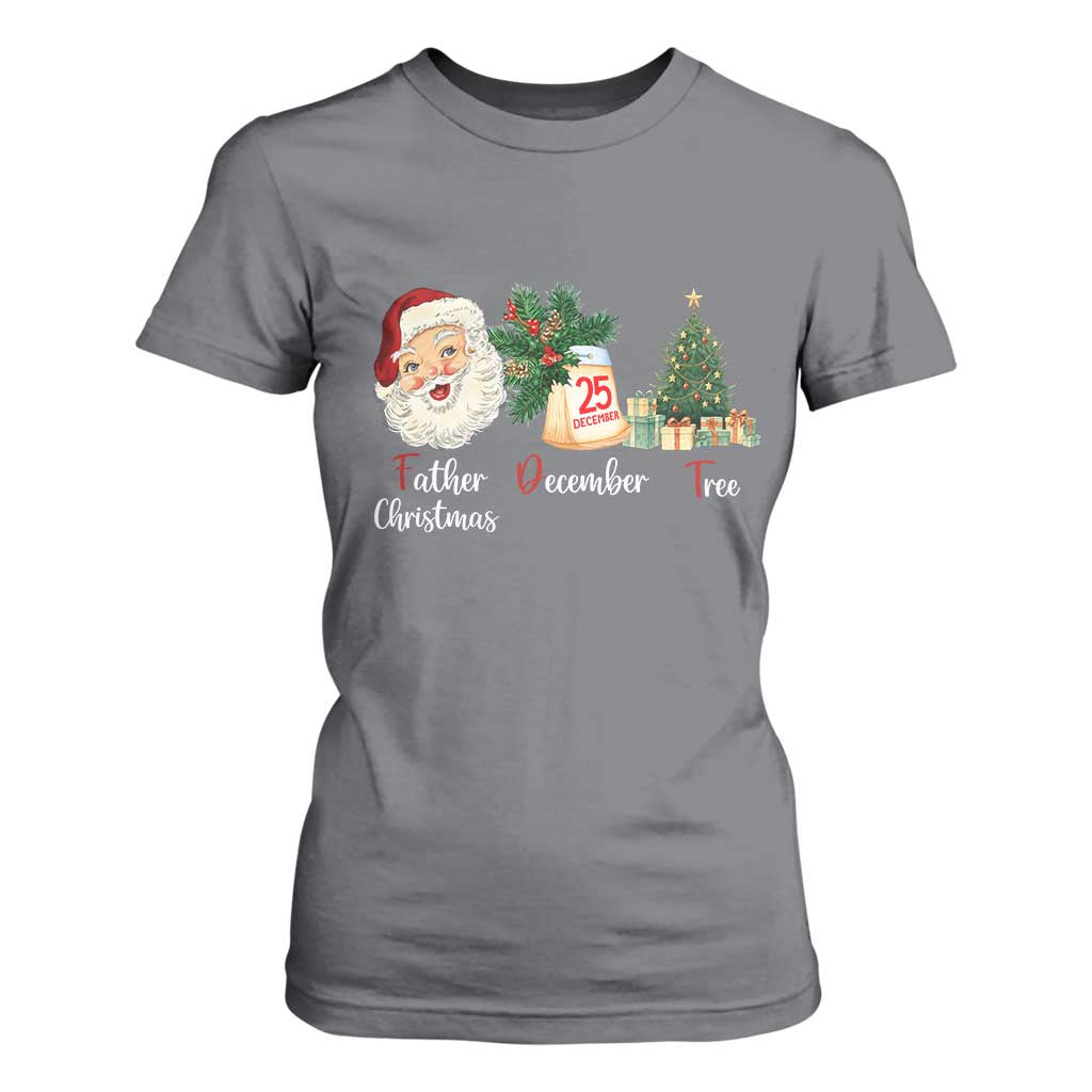 Funny Political Christmas T Shirt For Women Father Christmas December Tree TS11 Charcoal Print Your Wear