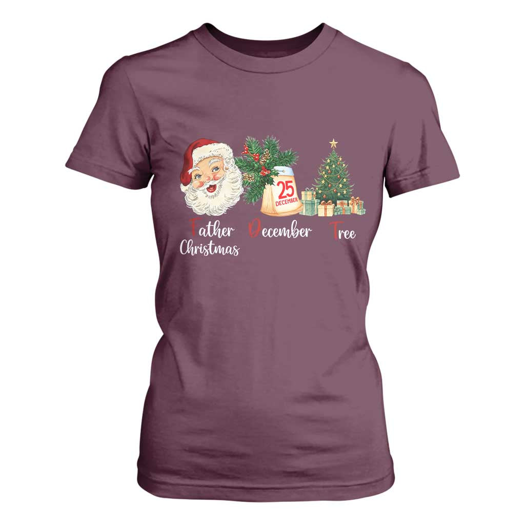 Funny Political Christmas T Shirt For Women Father Christmas December Tree TS11 Maroon Print Your Wear