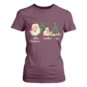 Funny Political Christmas T Shirt For Women Father Christmas December Tree TS11 Maroon Print Your Wear