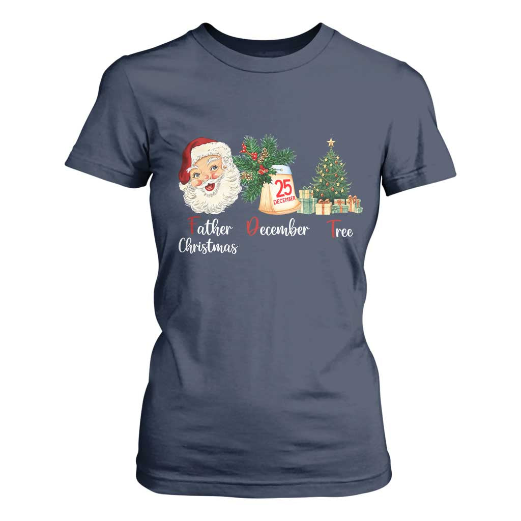 Funny Political Christmas T Shirt For Women Father Christmas December Tree TS11 Navy Print Your Wear