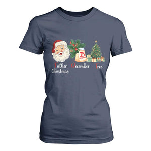 Funny Political Christmas T Shirt For Women Father Christmas December Tree TS11 Navy Print Your Wear