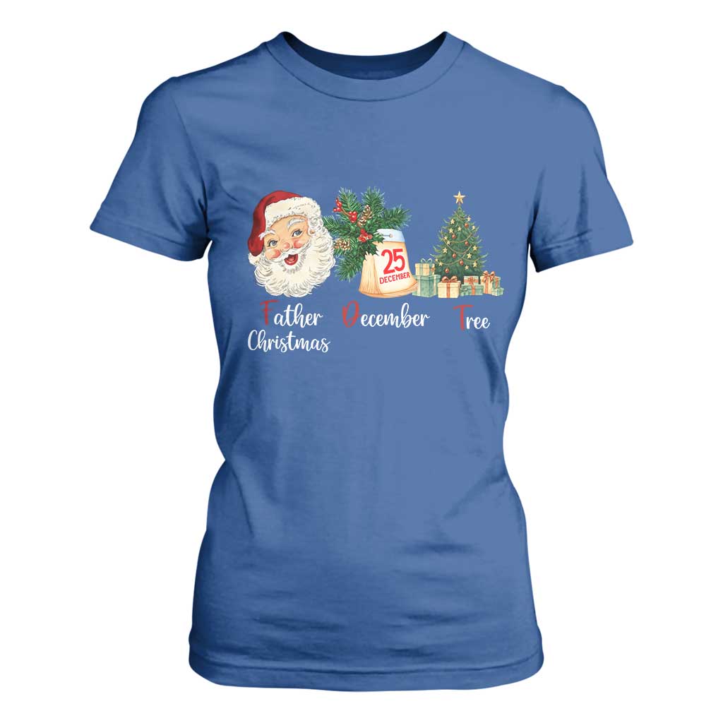 Funny Political Christmas T Shirt For Women Father Christmas December Tree TS11 Royal Blue Print Your Wear
