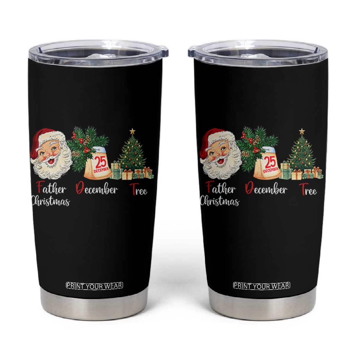Funny Political Christmas Tumbler Cup Father Christmas December Tree TS11 Black Print Your Wear