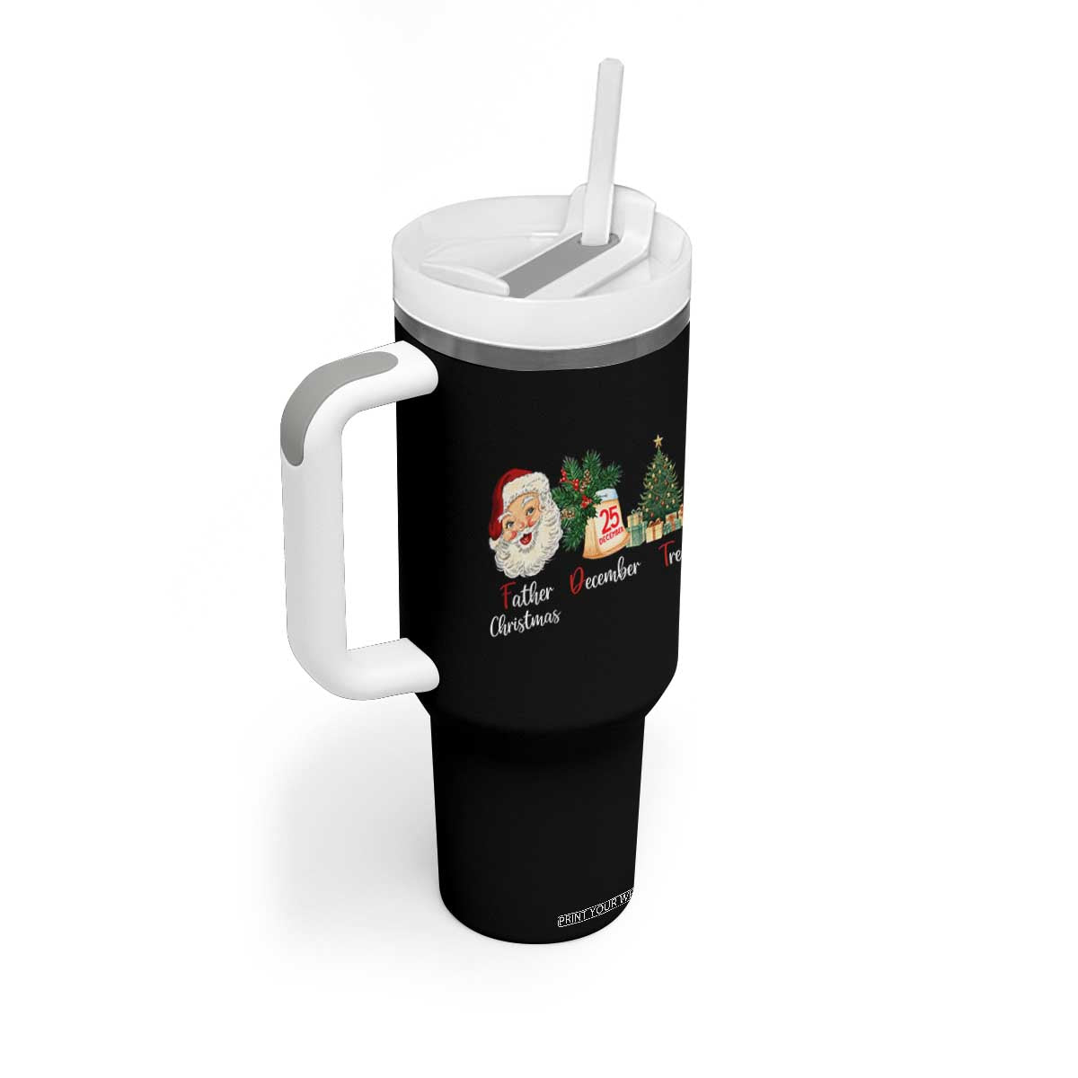Funny Political Christmas Tumbler With Handle Father Christmas December Tree TS11 Print Your Wear