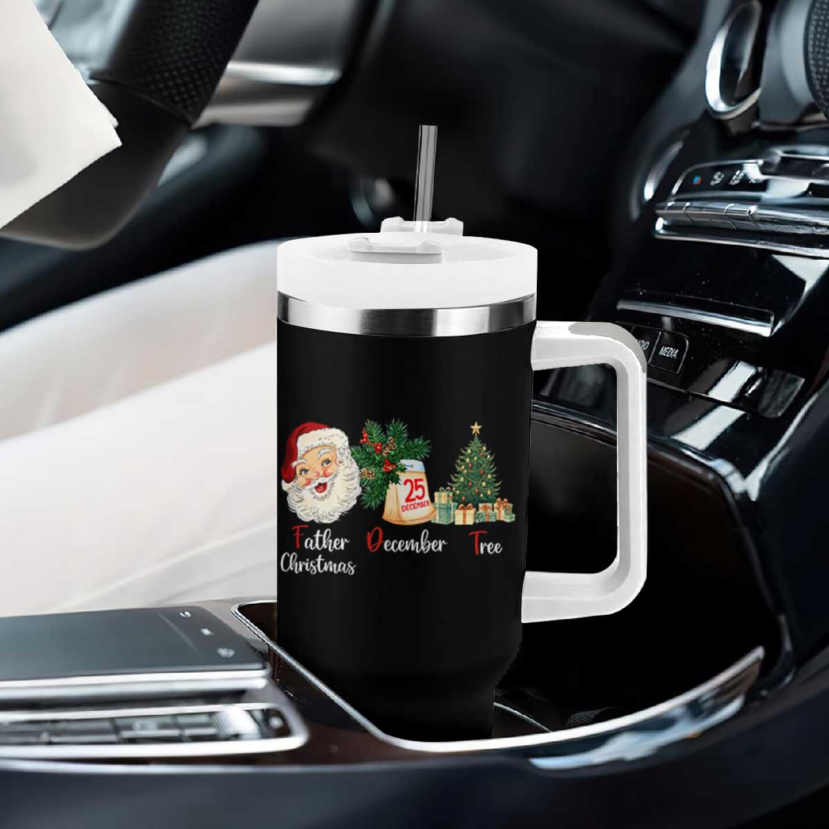 Funny Political Christmas Tumbler With Handle Father Christmas December Tree TS11 Print Your Wear