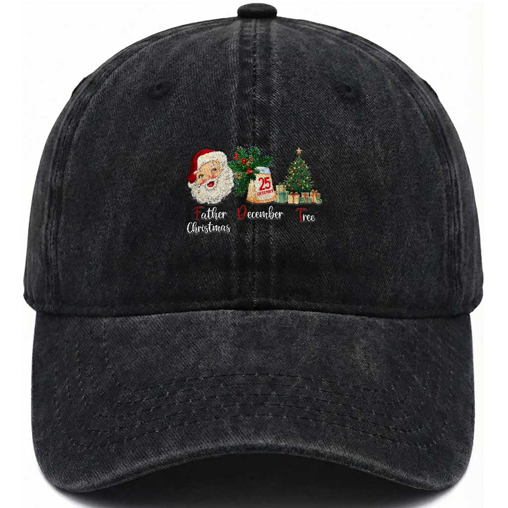 Funny Political Christmas Washed Cotton Baseball Cap Father Christmas December Tree TS11 Print Your Wear