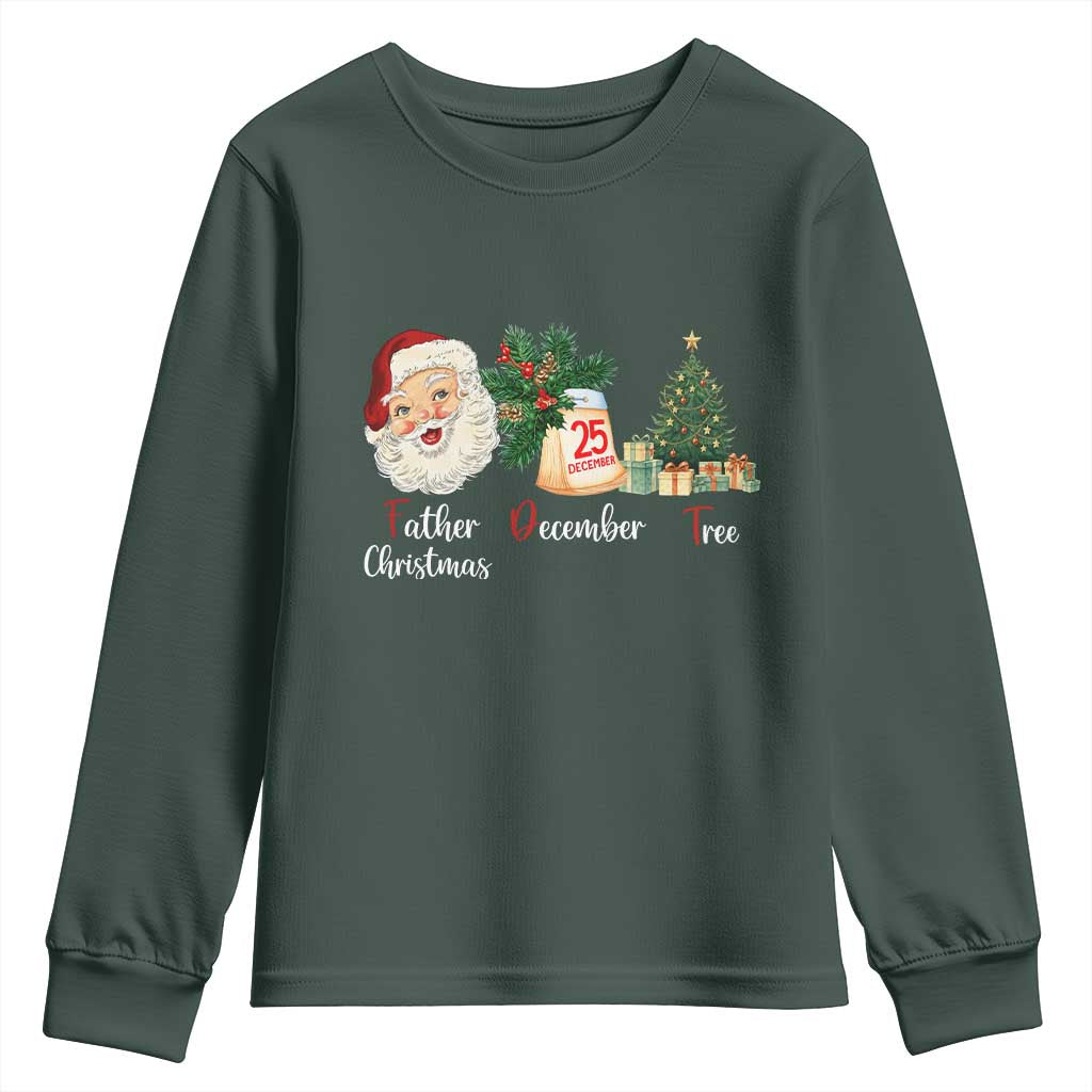 Funny Political Christmas Youth Sweatshirt Father Christmas December Tree TS11 Dark Forest Green Print Your Wear