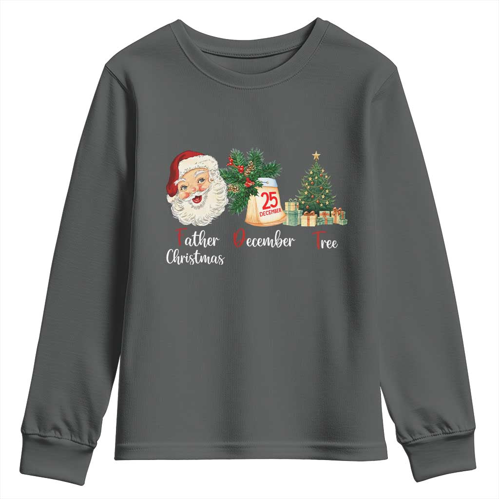 Funny Political Christmas Youth Sweatshirt Father Christmas December Tree TS11 Dark Heather Print Your Wear