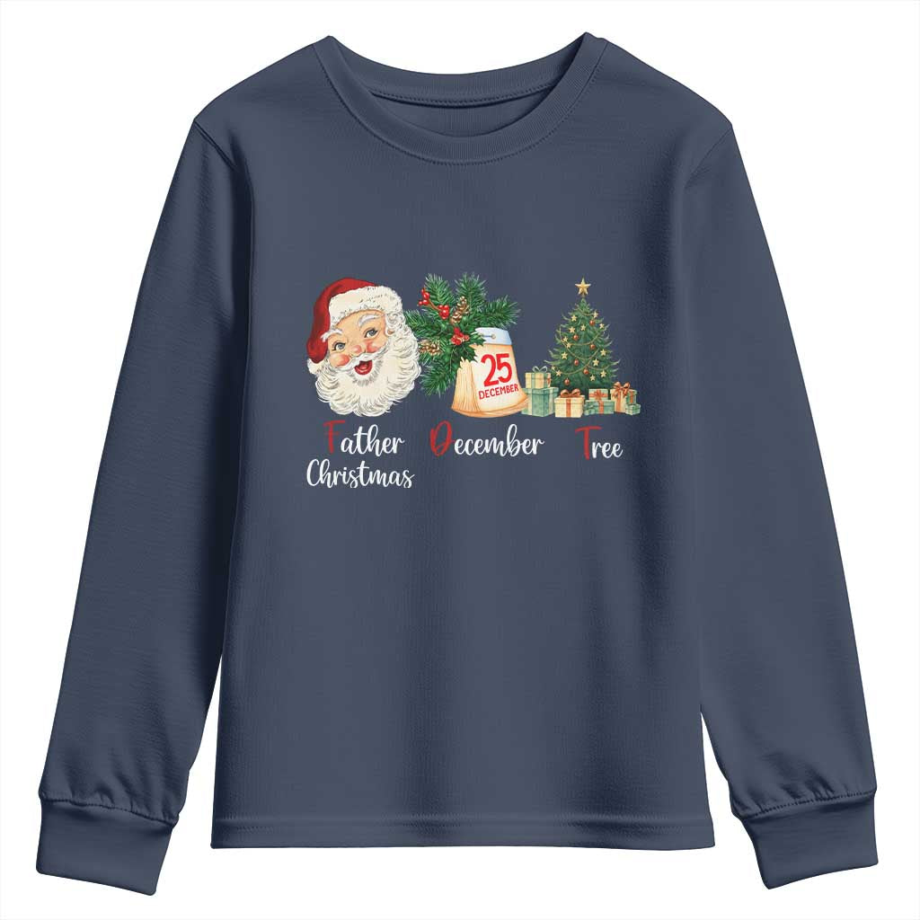Funny Political Christmas Youth Sweatshirt Father Christmas December Tree TS11 Navy Print Your Wear
