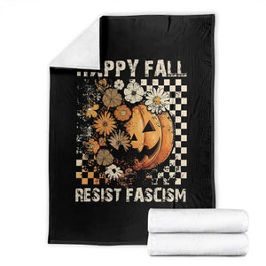 Happy Fall Resist Fascism Throw Blanket Halloween Fall Pumpkin TS11 Black Print Your Wear