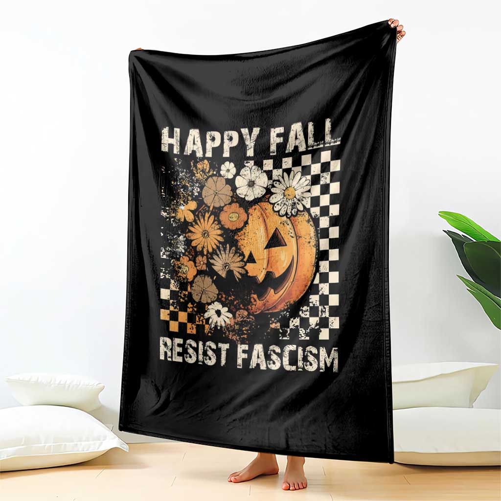 Happy Fall Resist Fascism Throw Blanket Halloween Fall Pumpkin TS11 Print Your Wear