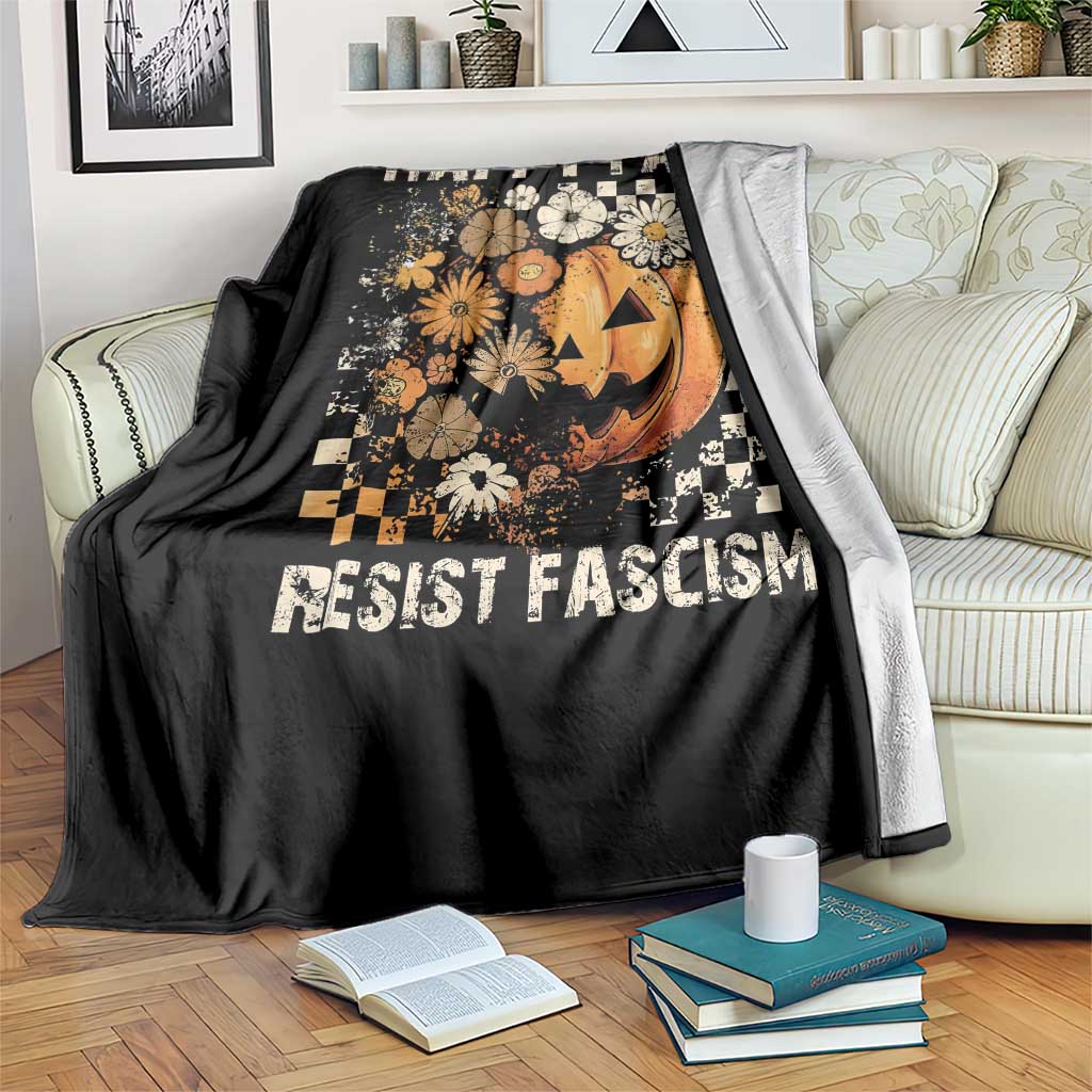 Happy Fall Resist Fascism Throw Blanket Halloween Fall Pumpkin TS11 Print Your Wear