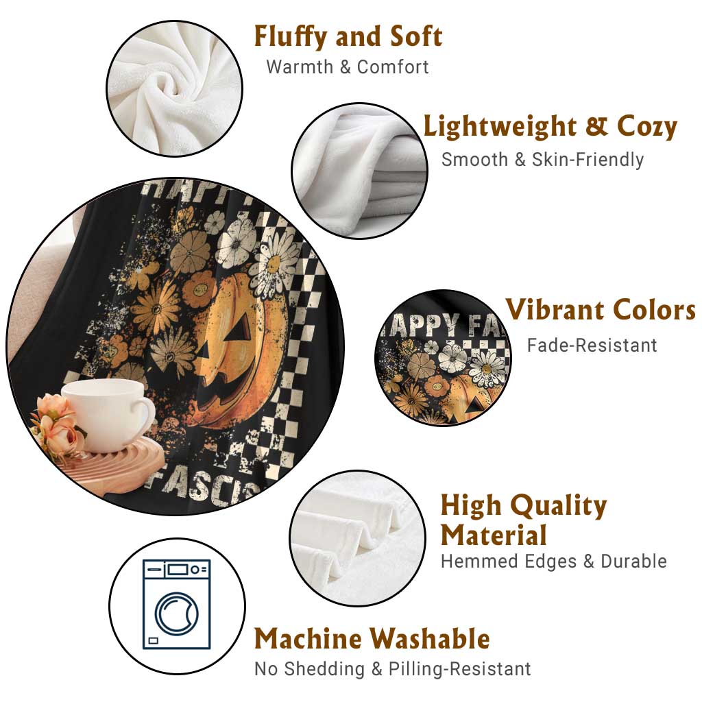 Happy Fall Resist Fascism Throw Blanket Halloween Fall Pumpkin TS11 Print Your Wear