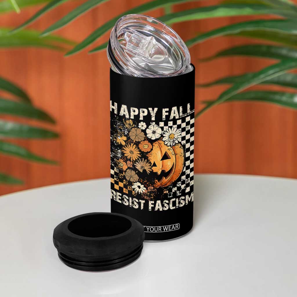 Happy Fall Resist Fascism 4 in 1 Can Cooler Tumbler Halloween Fall Pumpkin TS11 Print Your Wear