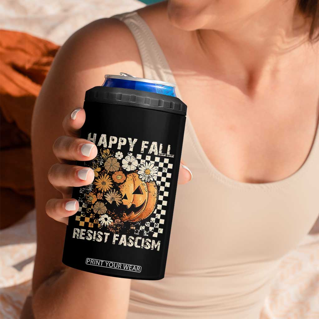 Happy Fall Resist Fascism 4 in 1 Can Cooler Tumbler Halloween Fall Pumpkin TS11 Print Your Wear