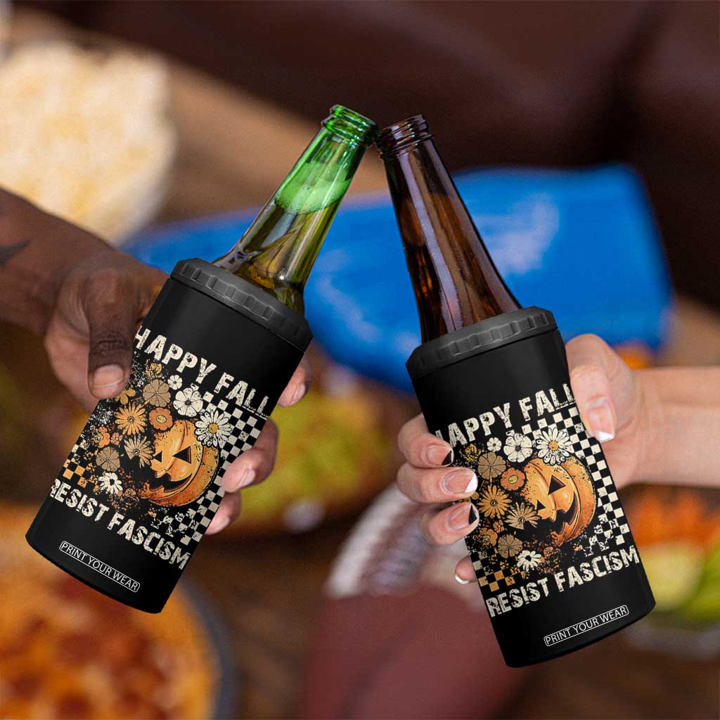 Happy Fall Resist Fascism 4 in 1 Can Cooler Tumbler Halloween Fall Pumpkin TS11 Print Your Wear