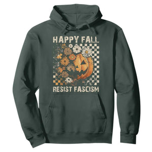 Happy Fall Resist Fascism Hoodie Halloween Fall Pumpkin TS11 Dark Forest Green Print Your Wear