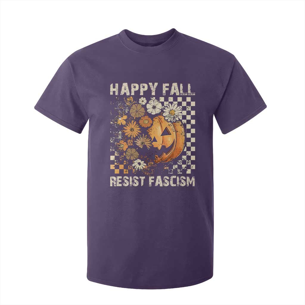 Happy Fall Resist Fascism T Shirt For Kid Halloween Fall Pumpkin TS11 Purple Print Your Wear