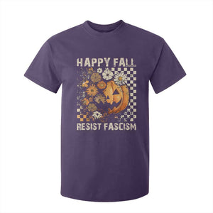 Happy Fall Resist Fascism T Shirt For Kid Halloween Fall Pumpkin TS11 Purple Print Your Wear